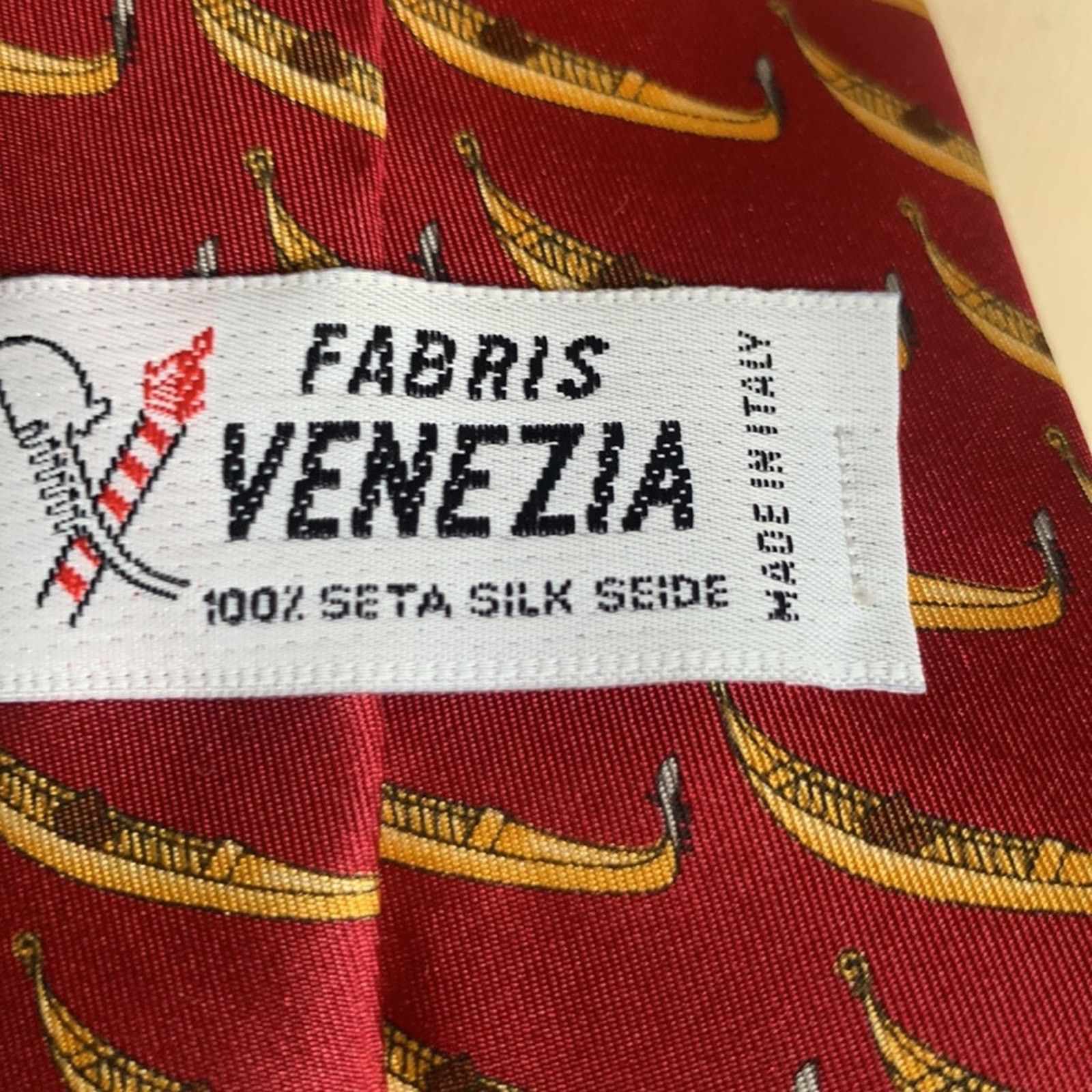 Vintage Venice Fabris Venezia gondola print 100% silk twill necktie Size ONE SIZE - 6 Thumbnail