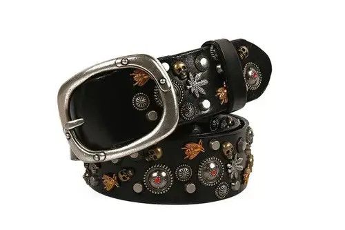 Leather Layer Luxury Designers Heavy Metal Rivet Belts Size ONE SIZE - 2 Thumbnail