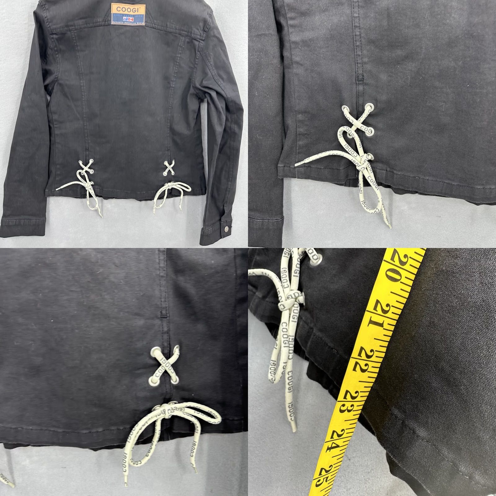 Coogi VINTAGE COOGI Women XL Black Jean Jacket Logo Back Trucker Lace Up 90s Popular Slim Size XL Womens Jacket Size 40" / US 18 - 9 Thumbnail