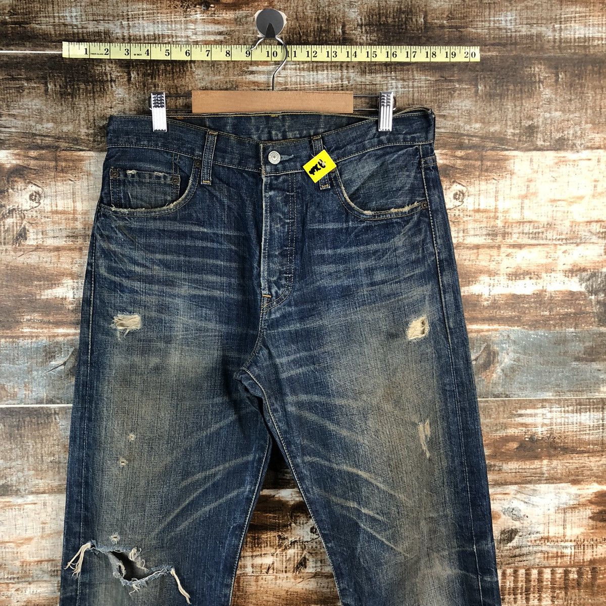 Levi's Levis 501 Blue Distressed ripped Denim jeans Pants #A2606 Size US 32 / EU 48 - 4 Thumbnail