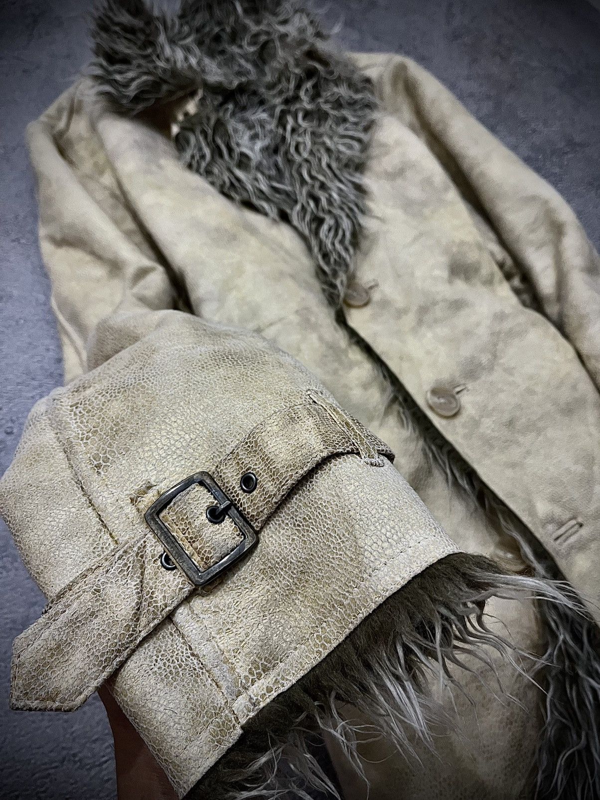 2000s Semantic Design Snake Skin Leather Fur Lined Jacket
