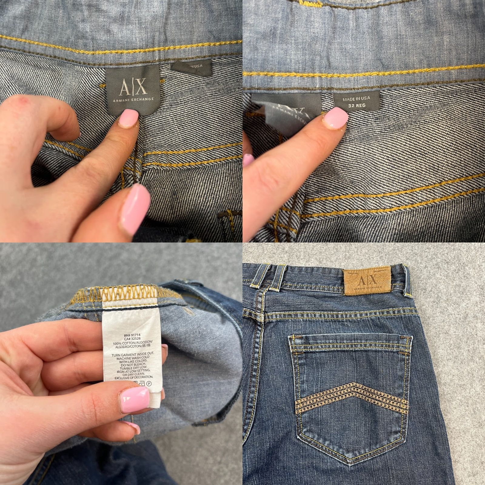 Armani Exchange Armani Exchange Jeans Straight 32 30 Dark Blue Indigo Raw Denim USA Made Mens Jeans Regular 32in Blue 5-Pocket Design Modern Casual Mens Size US 32 / EU 48 - 8 Thumbnail