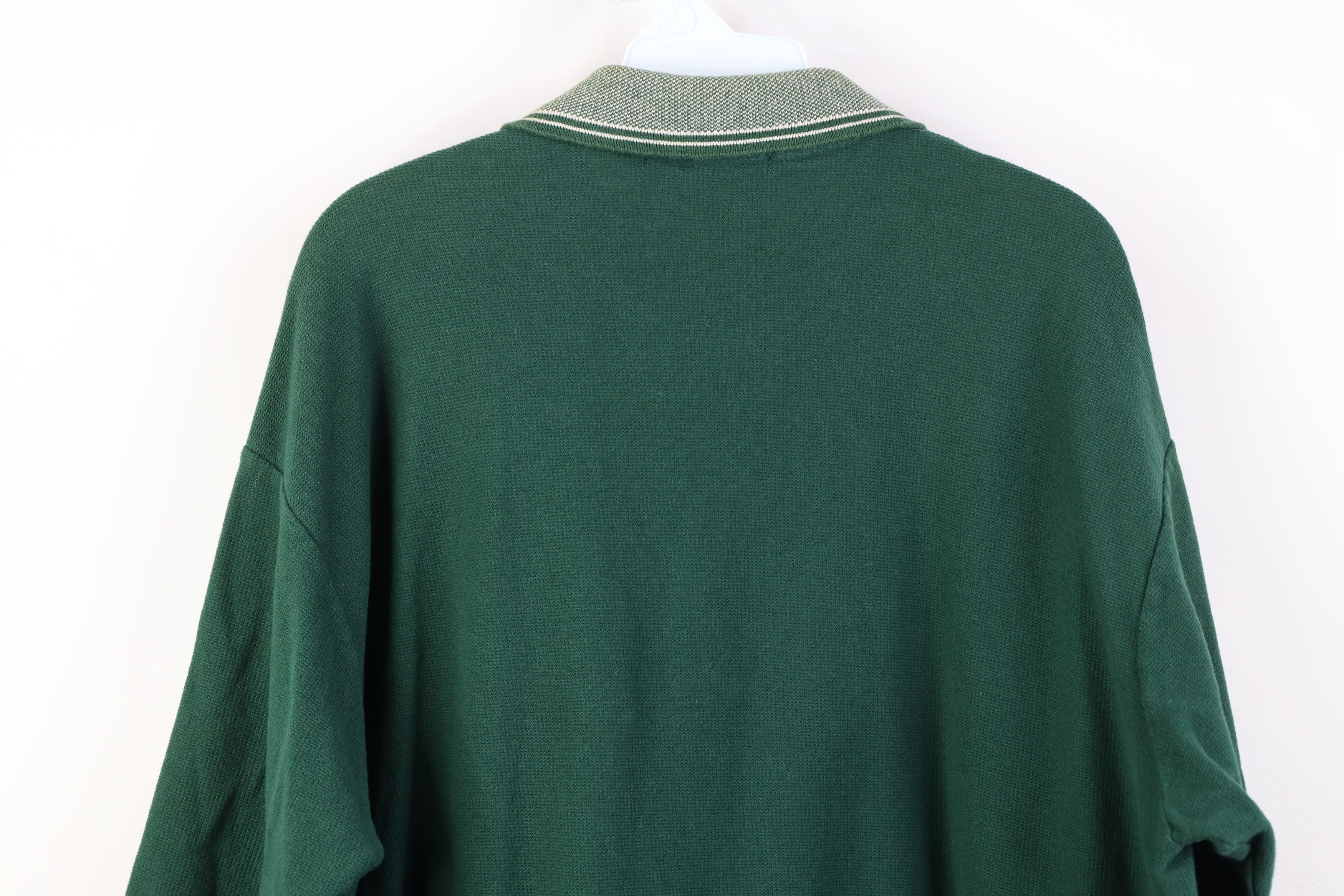 Vintage Vintage 90s Streetwear Heavy Thermal Knit Golf Polo Green Size US XXL / EU 58 / 5 - 13 Thumbnail