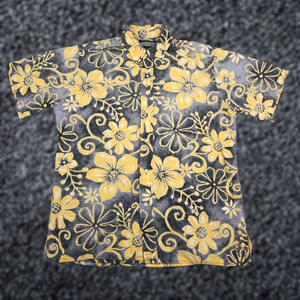 Reyn Spooner Reyn Spooner Shirt Men Medium AOP Floral Button Up Yellow Gray Pocketed Breathable Lightweight Casual Outdoor Dutch Collar Downed? Size US M / EU 48-50 / 2 - 1 Thumbnail