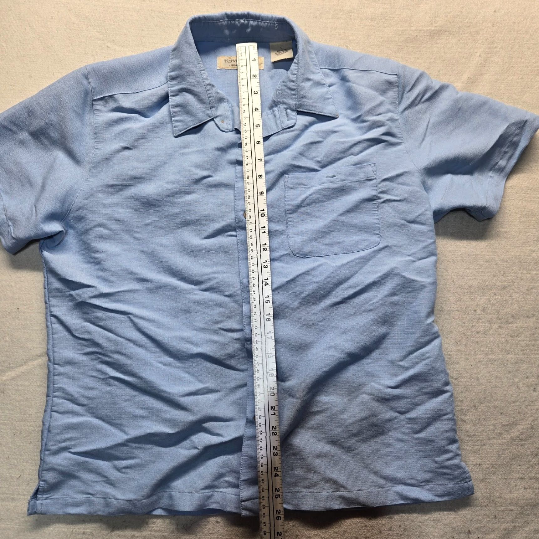 Vintage Island Republic Shirt Solid Blue Rayon Button Up Short Sleeve Casual Men's Large Size US L / EU 52-54 / 3 - 6 Thumbnail