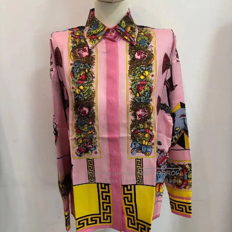 Versace Versace Pink Silk Long Sleeve T-Shirt . Size S / US 4 / IT 40 - 2 Thumbnail
