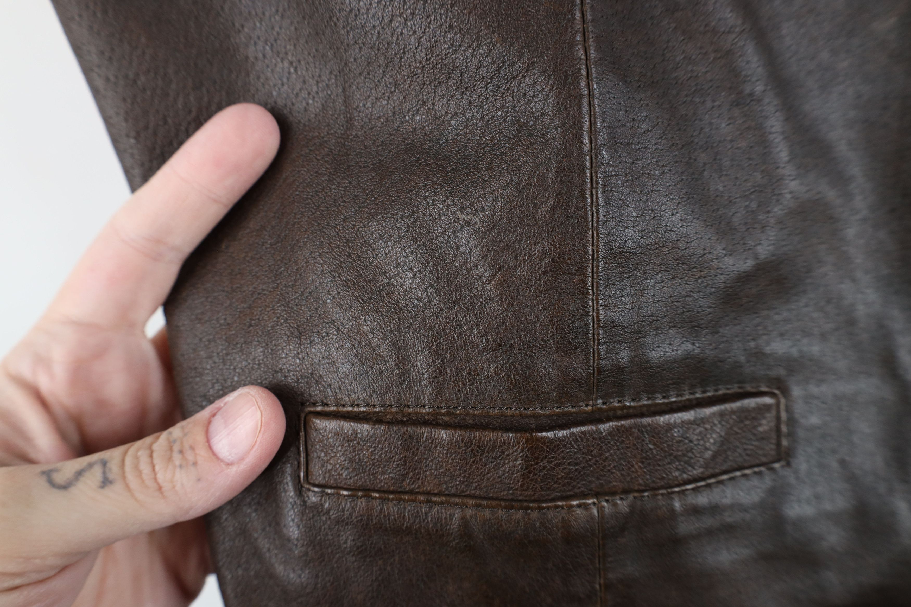 Vintage Vintage 90s Streetwear Buckle Back Leather Vest Jacket Brown Size XL / US 12-14 / IT 48-50 - 5 Thumbnail