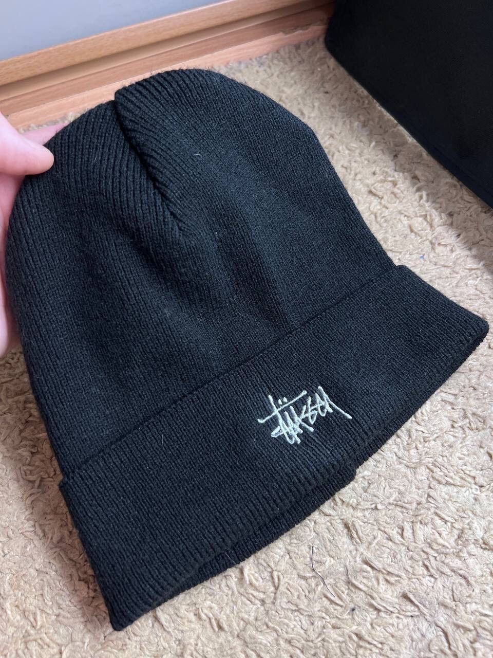 Stussy × Vintage 00s Vintage Stussy Black hat beanie embroidered logo Y2K Size ONE SIZE - 2 Thumbnail