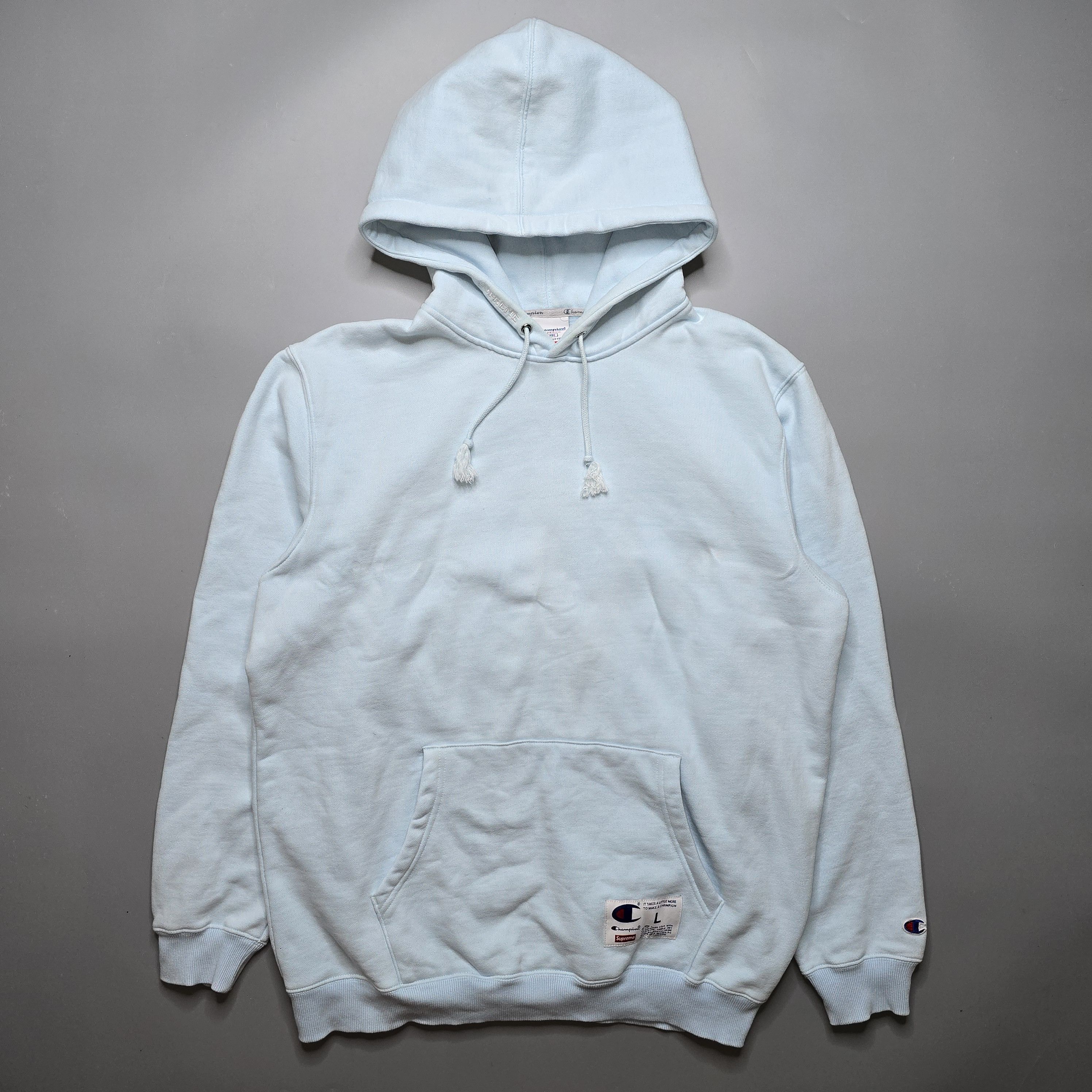 Champion × Supreme Supreme x Champion - SS18 Powder Blue Pullover Hoodie Size US L / EU 52-54 / 3 - 2 Thumbnail