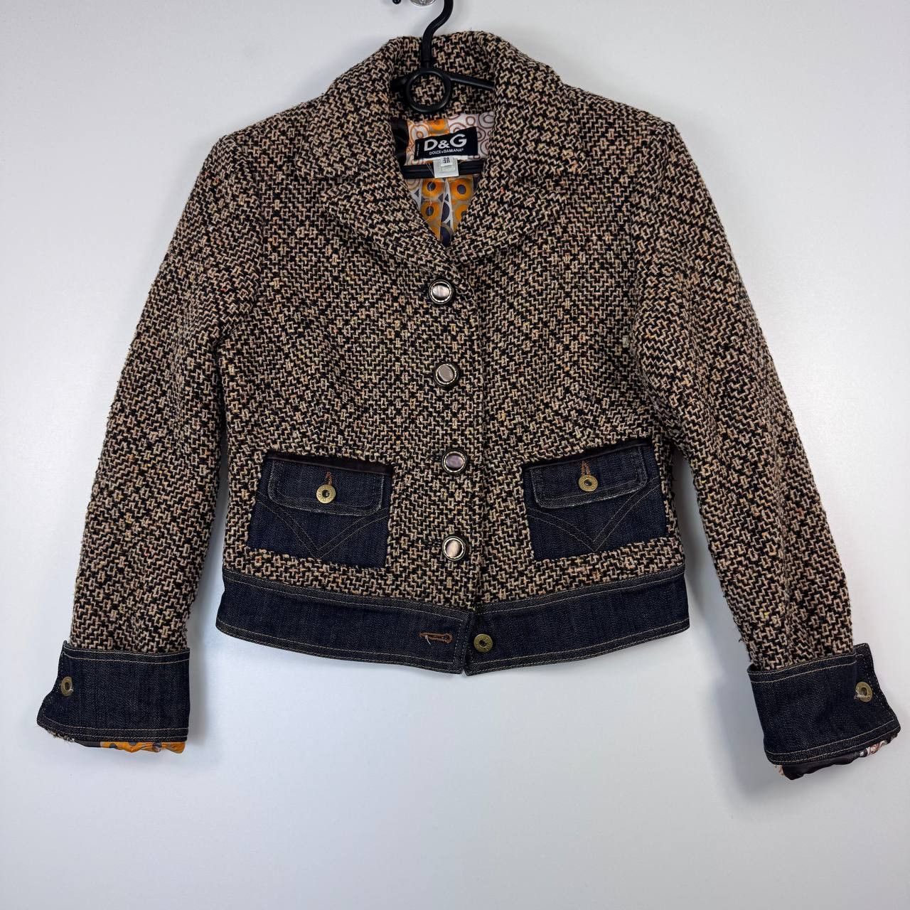 Dolce & Gabbana Dolce & Gabbana Tweed Denim Jacket Cropped Designer Women 40 Size S / US 4 / IT 40 - 1 Thumbnail