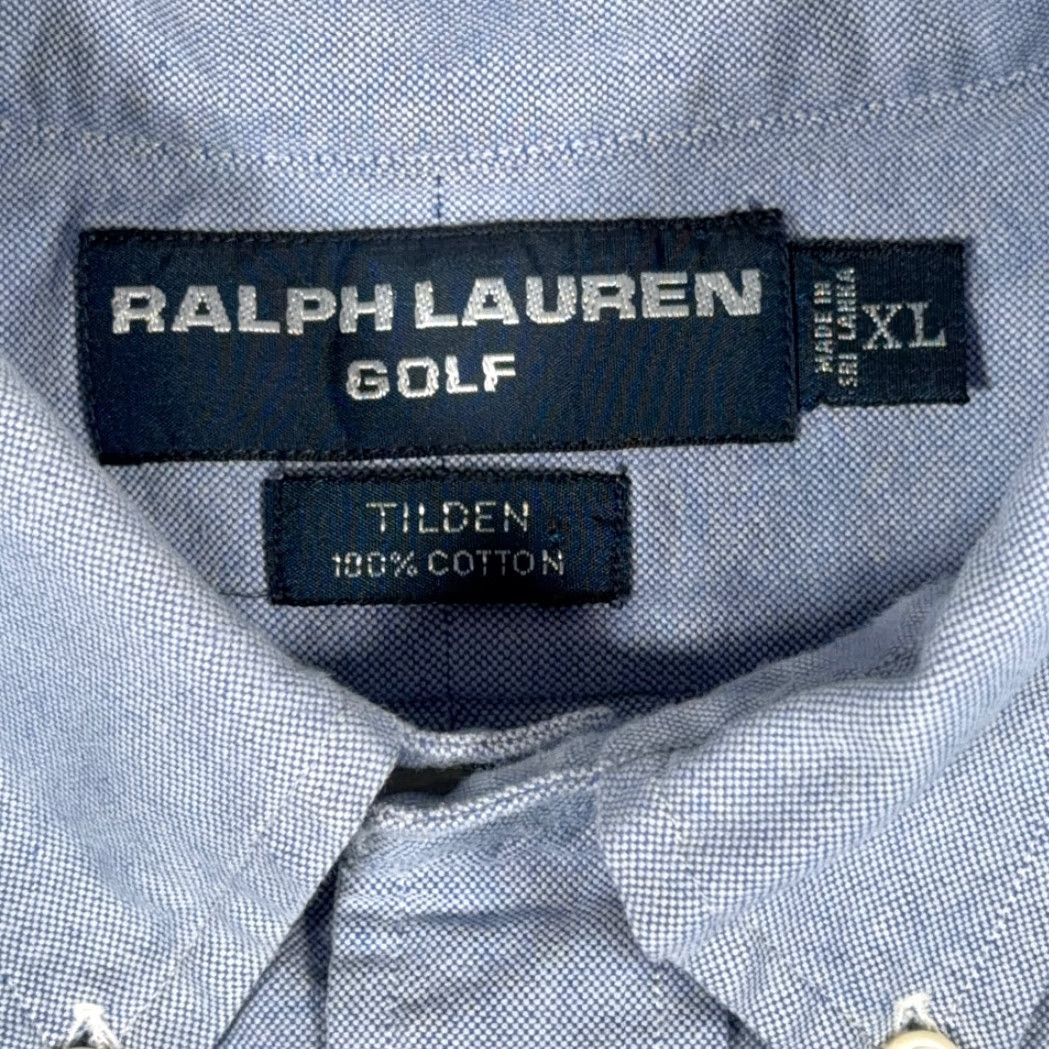 Ralph Lauren VINTAGE Ralph Lauren Golf Shirt XL Adult Blue Oxford Tilden Crest 90s Shirt Mens Size US XL / EU 56 / 4 - 6 Thumbnail