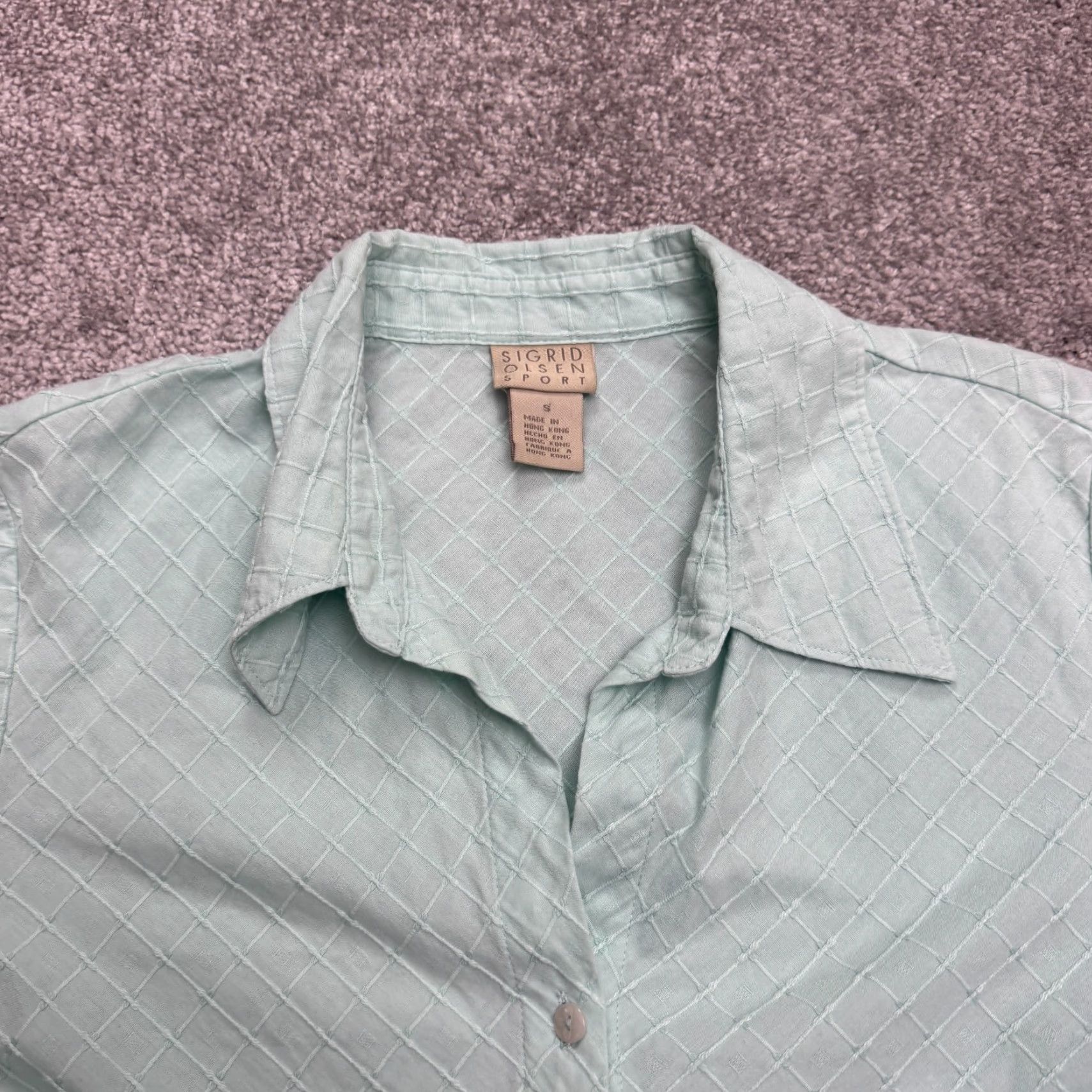 Vintage VINTAGE Sigrid Olsen Check Button-Down Shirt Womens Small Green Cotton Casual Top Size S / US 4 / IT 40 - 4 Thumbnail
