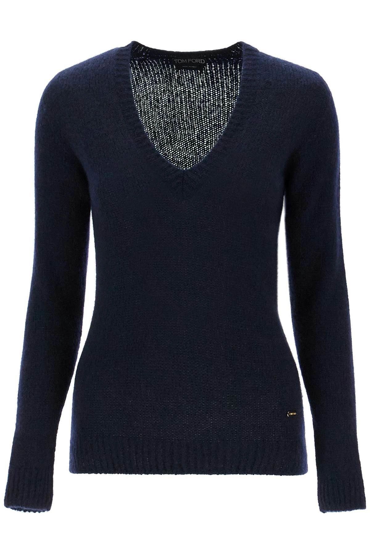 Tom Ford o1y0226 V-neck Cashmere Blend Sweater in Midnight Blue Size S / US 4 / IT 40 - 1 Thumbnail