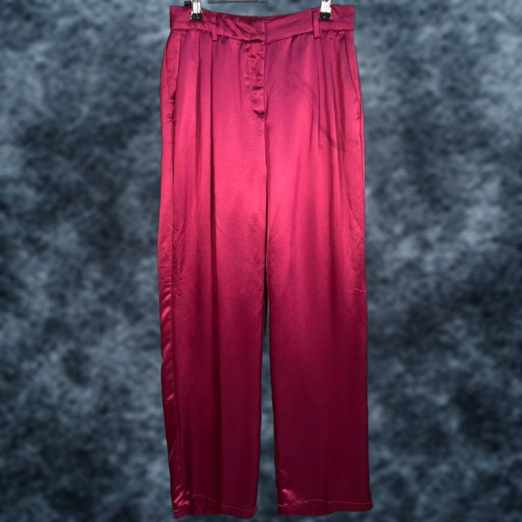 House of Harlow VINTAGE House of Harlow 1960 Womens Pants Burgundy Satin Wide-Leg Adult Womens 2 Dress Pants with Pockets Size 26" / US 2 / IT 38 - 1 Thumbnail