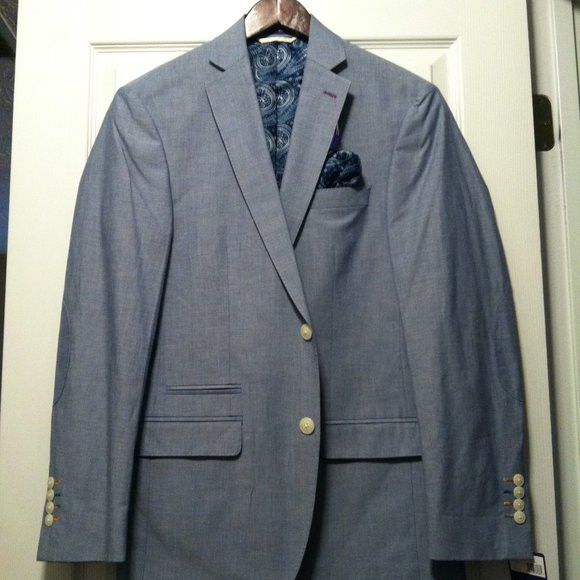 Tallia TALLIA MEN'S NEW BLUE 100%COTTON SPORT JACKET COAT SIZE: S Size US S / EU 44-46 / 1 - 5 Thumbnail