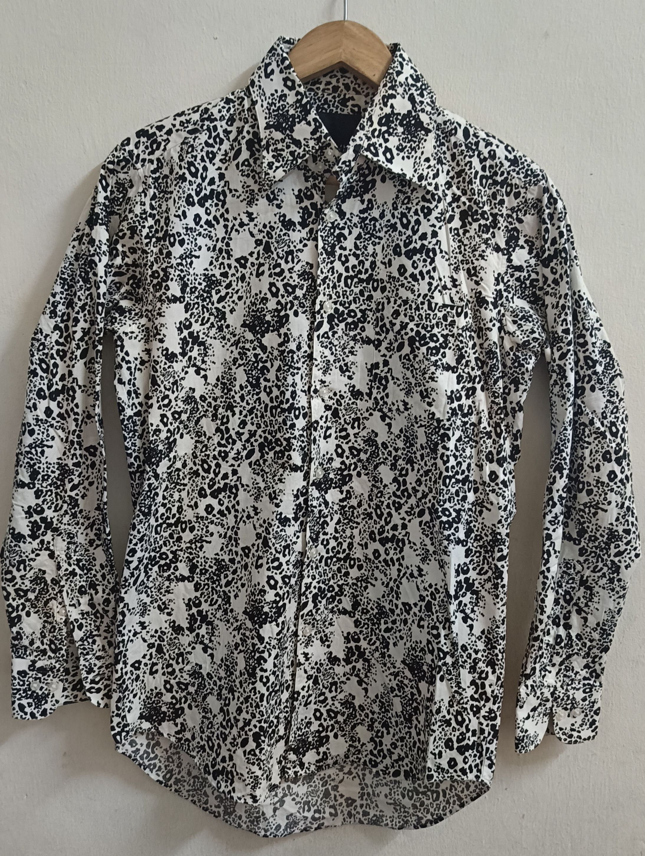 image of Roen x Semantic Design Long Sleeve Shirt in White Black, Men's (Size Medium)