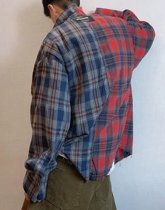 VIBE Outdoor retro patchwork distressed plaid check shirt Size US XL / EU 56 / 4 - 3 Thumbnail