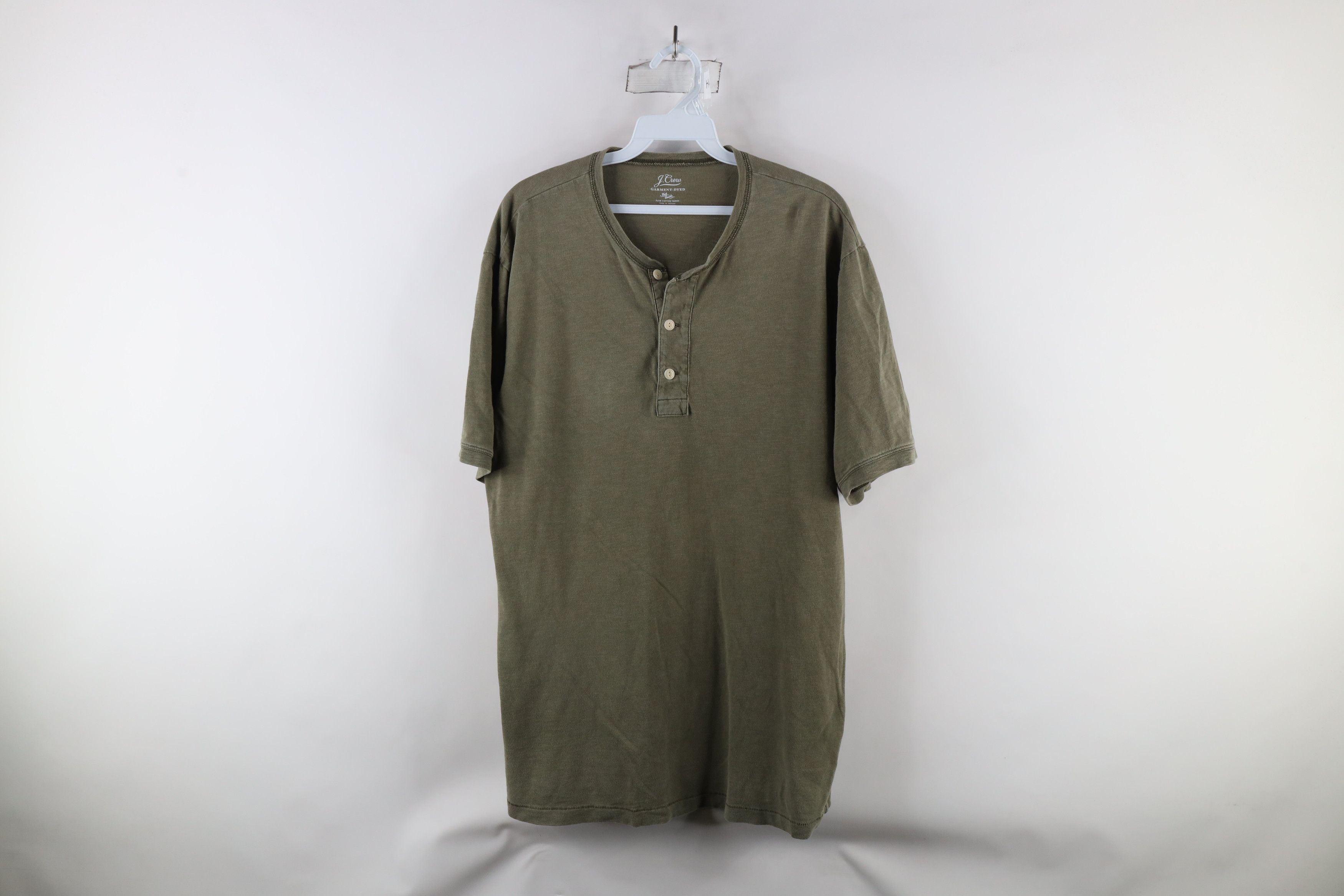 J.Crew × Vintage J Crew Garment Dyed Knit Slub Cotton Yarn Henley T-Shirt Size US L / EU 52-54 / 3 - 1 Thumbnail