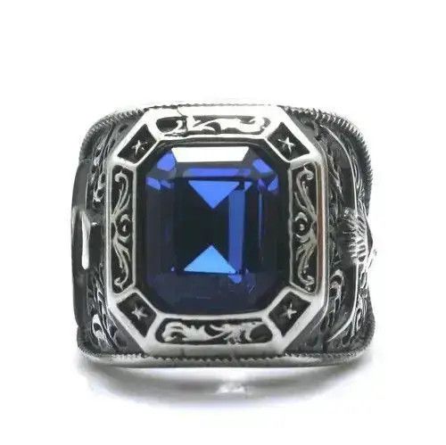 VIBE Stainless Cool West Cowboy Green Stone Newest Ring Size ONE SIZE - 6 Thumbnail