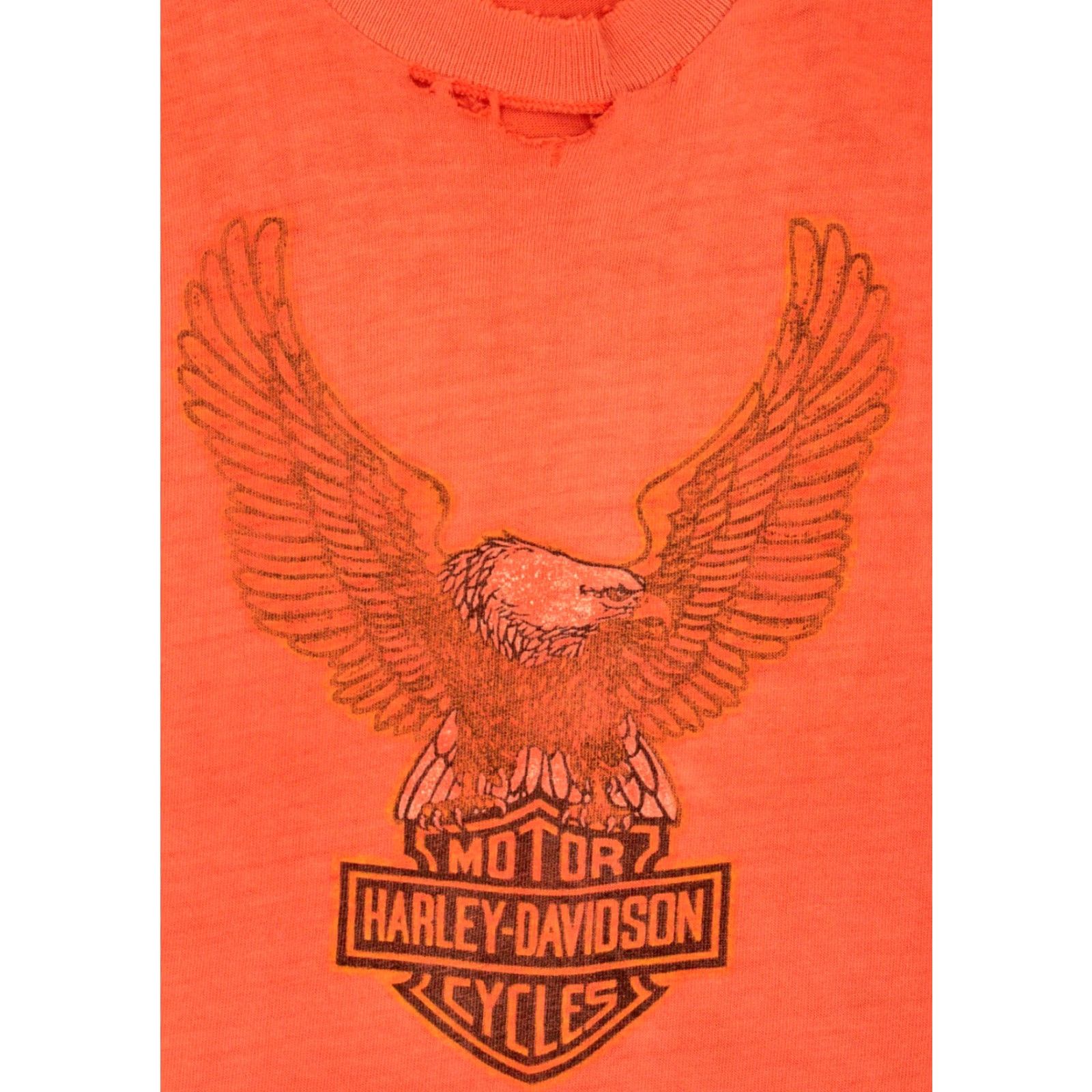 Vintage Harley Davidson 80s Eagle Orange TShirt M Mens VTG Graphic Tee Shirt Size US M / EU 48-50 / 2 - 3 Thumbnail