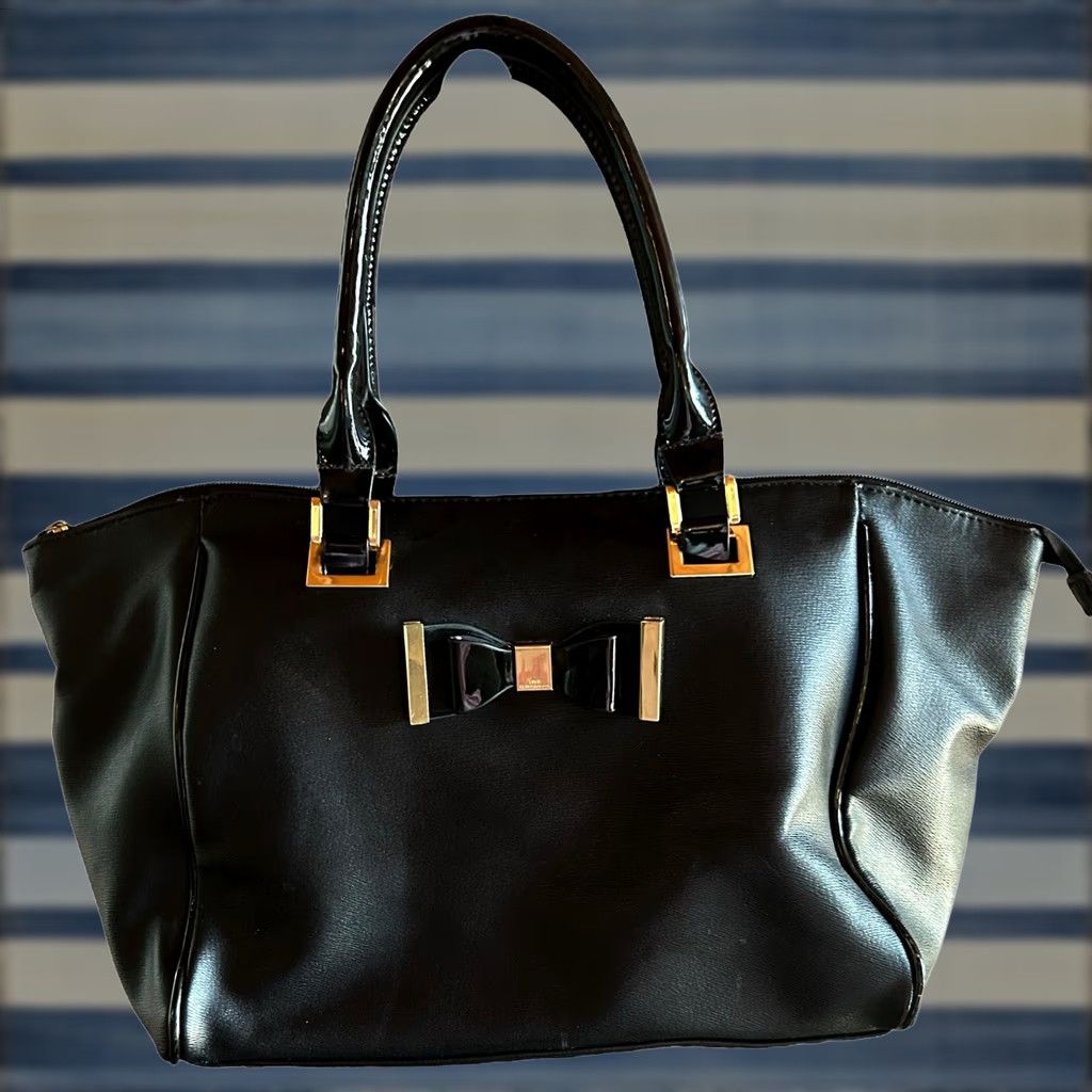 Vintage Lulu Guinness Ladies Purse Black Bow Shoulder Handbag Double Handles Bag Size ONE SIZE - 1 Thumbnail