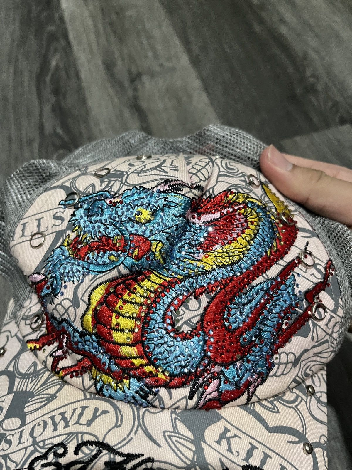 Other Blue Dragon Glitter Ed Hardy Trucker Cap Size ONE SIZE - 3 Thumbnail