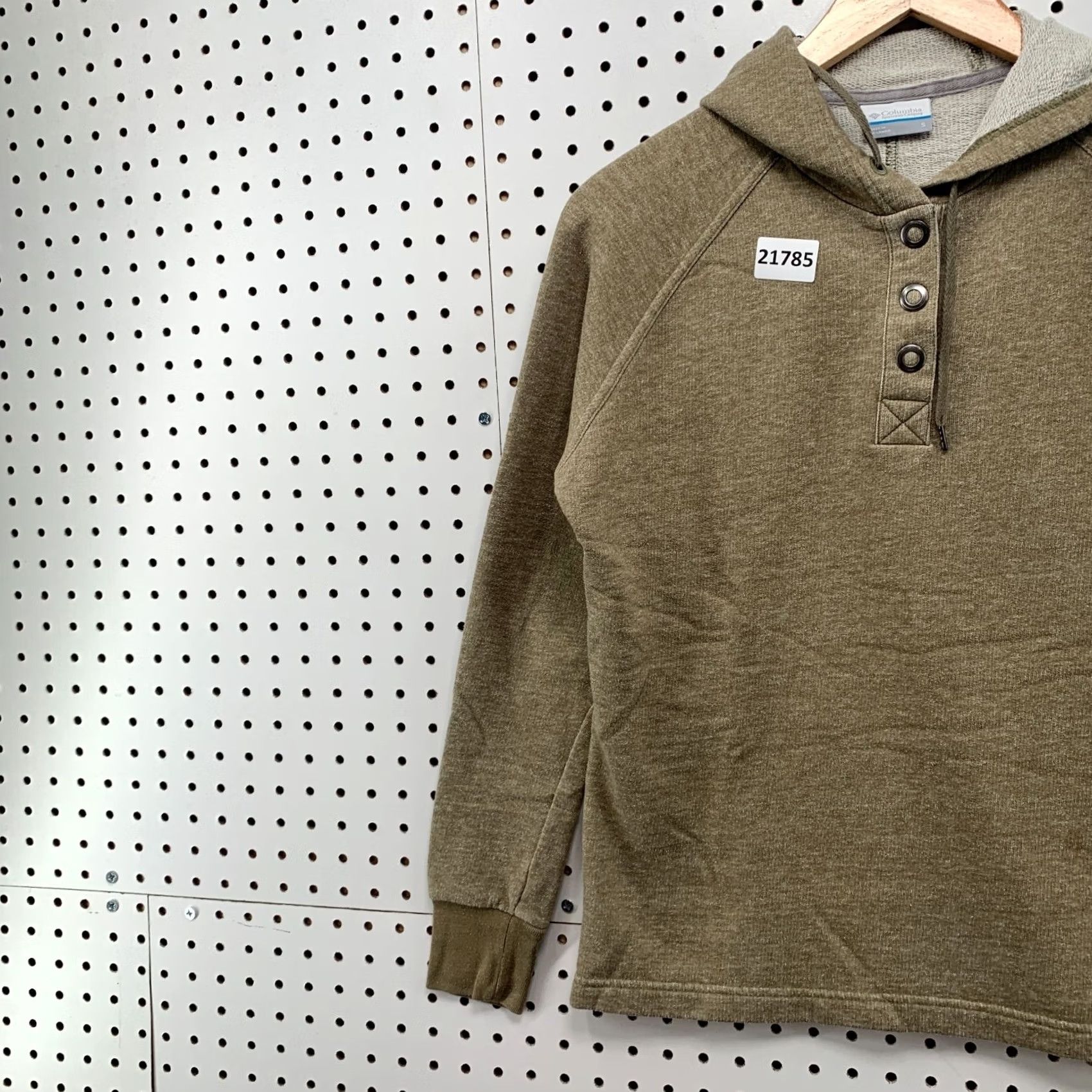 Vintage Columbia Henley Hooded Button Sweatshirt Brown Womens Small Pullover Size S / US 4 / IT 40 - 3 Thumbnail