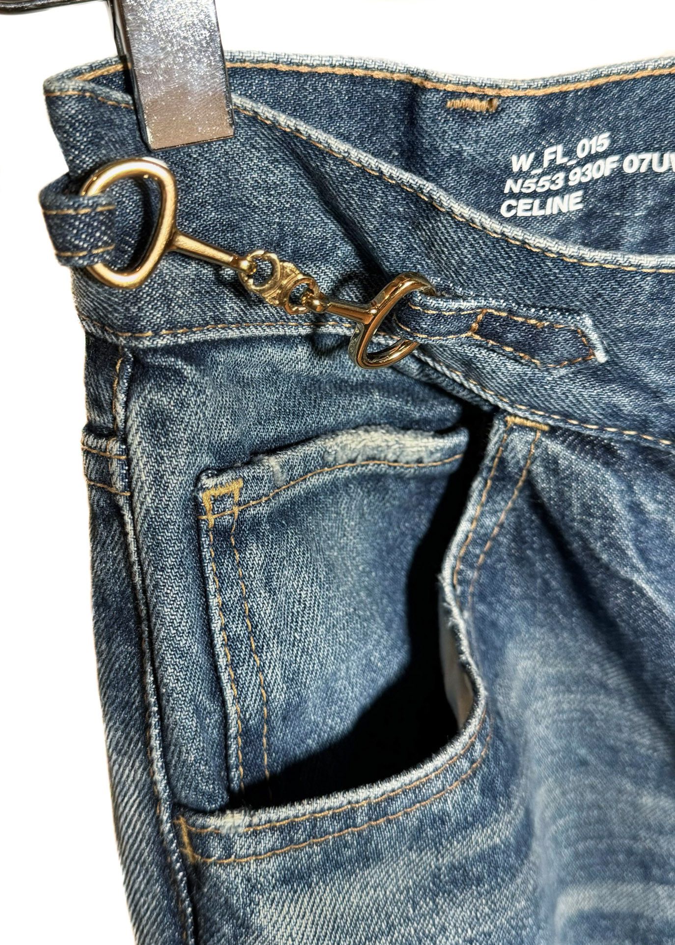 Celine Celine Triomphe Signature Cut Off Washed Blue Flare Jeans Size 28" / US 6 / IT 42 - 5 Thumbnail