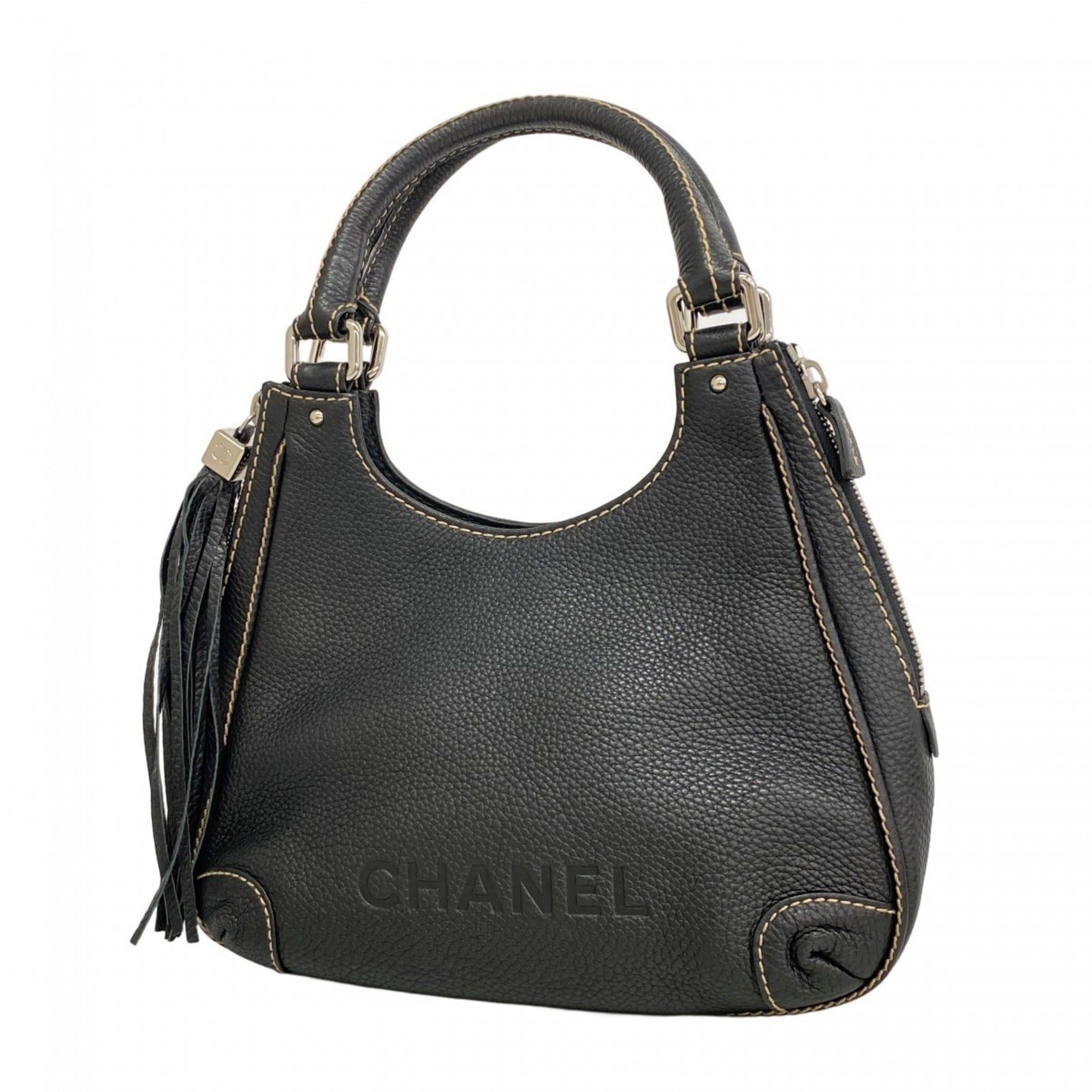 Chanel handbag leather black women's