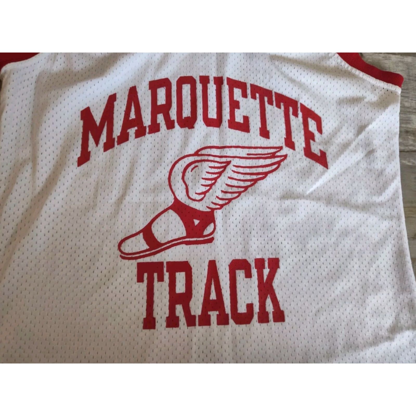 Champion VINTAGE Champion 80s Track Jersey Womens Size 12 Red & White Athletic Tank Made in USA Marquette Size XL / US 12-14 / IT 48-50 - 3 Thumbnail