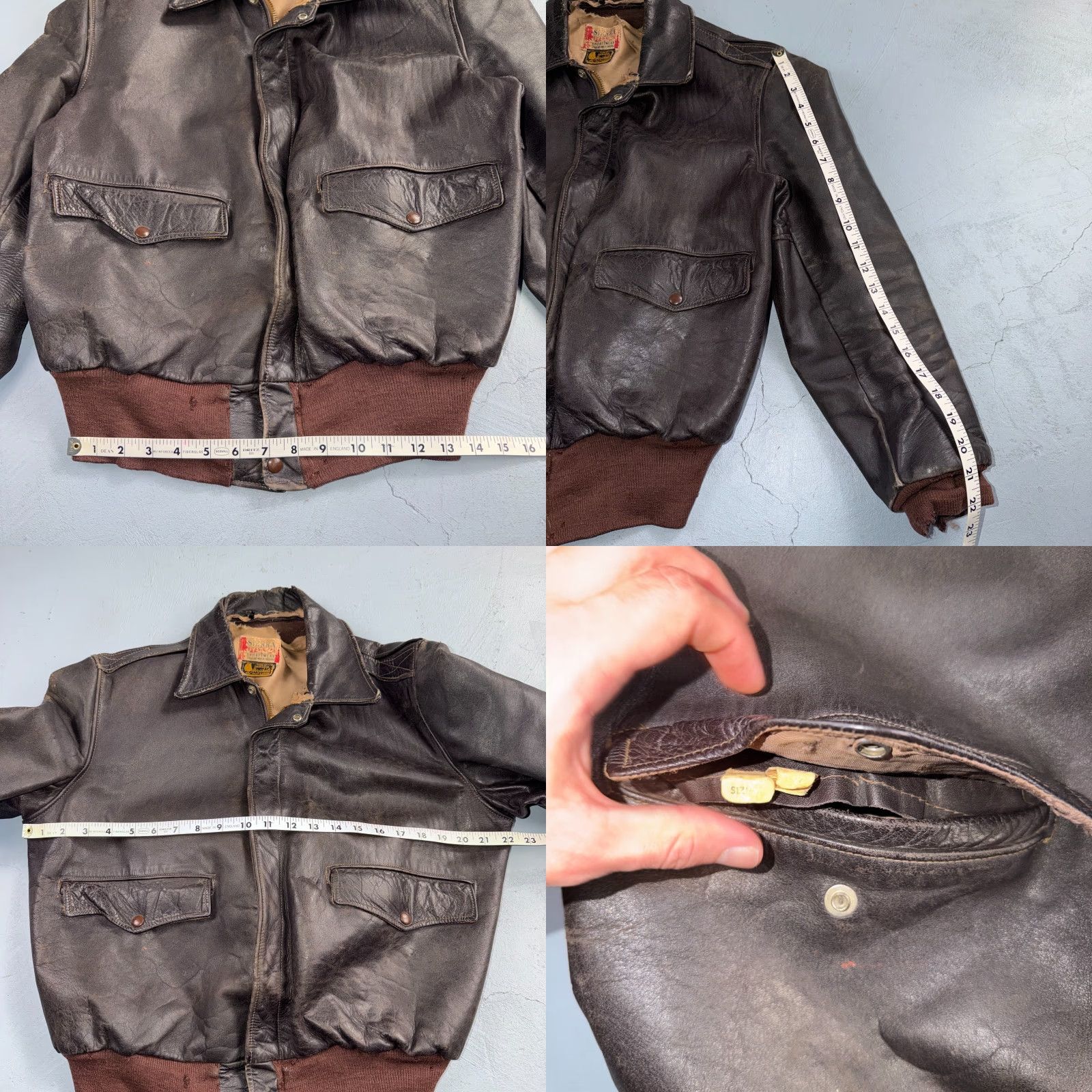 Vintage VTG 50s Sierra Sportswear Horsehide Leather Jacket Distressed Buco A2 Bomber Jacket Mens Brown Size L Size US L / EU 52-54 / 3 - 9 Thumbnail