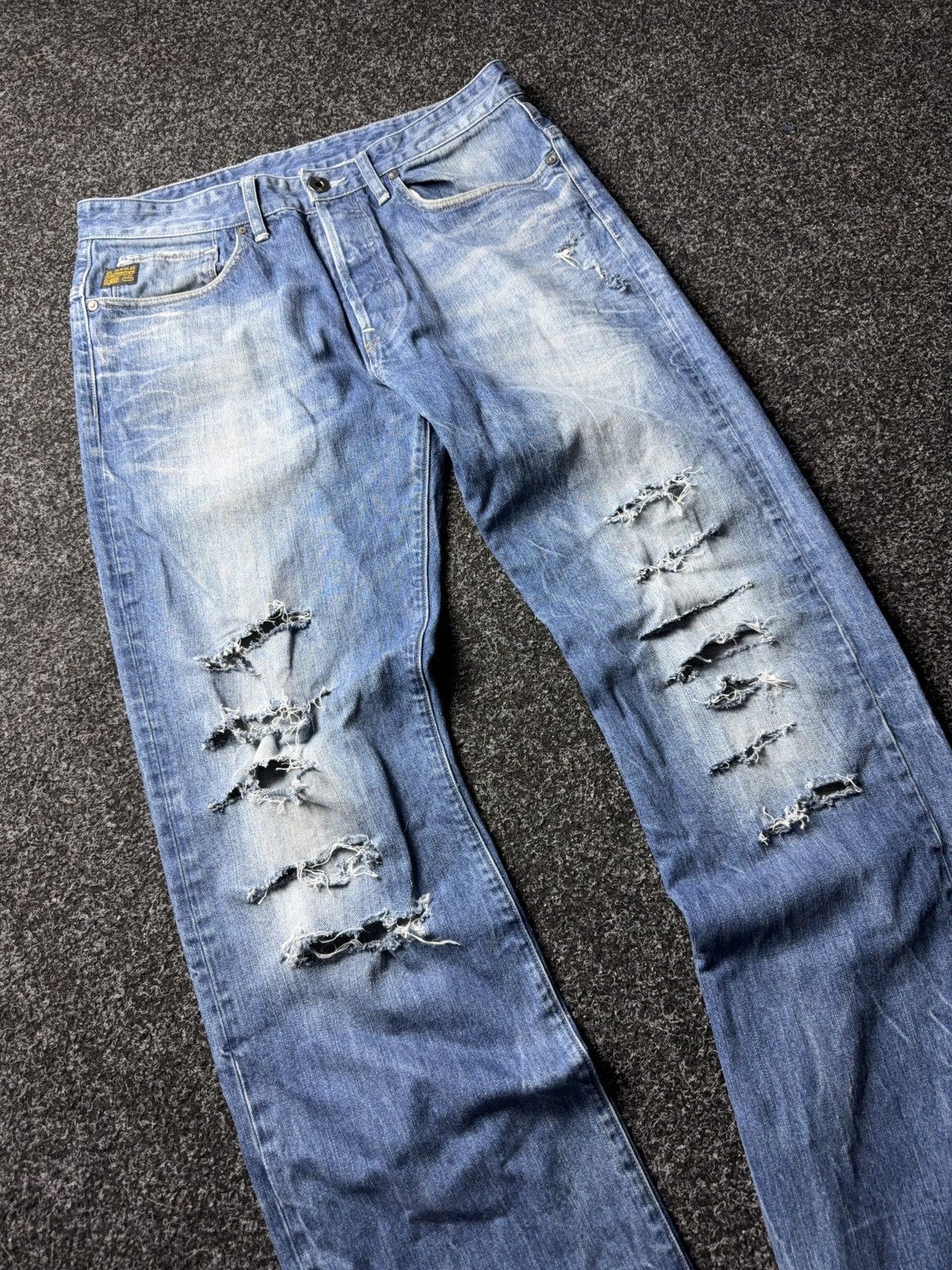 G-Star 00s Y2K G-Star RAW GS01 Distressed Destroyed Wide Jeans Size US 32 / EU 48 - 5 Thumbnail