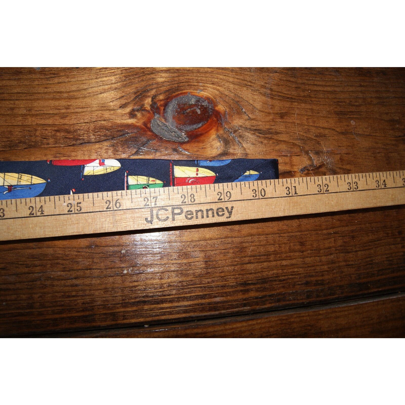 Lands' End Lands End 100% Silk Tie Sailboats Vtg 90s USA Hand Sewn Size ONE SIZE - 6 Thumbnail