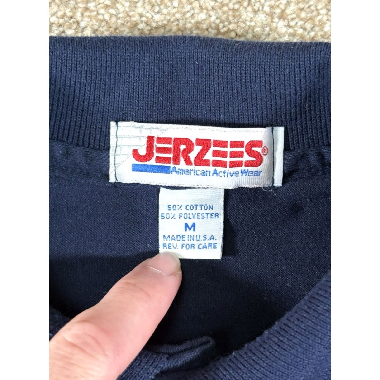 Jerzees VINTAGE JERZEES Polo Shirt Swan Boat Club Navy Blue USA Made • Size Medium Mens Polo Shirt Navy Blue 80s 90s Retro Size US M / EU 48-50 / 2 - 3 Thumbnail