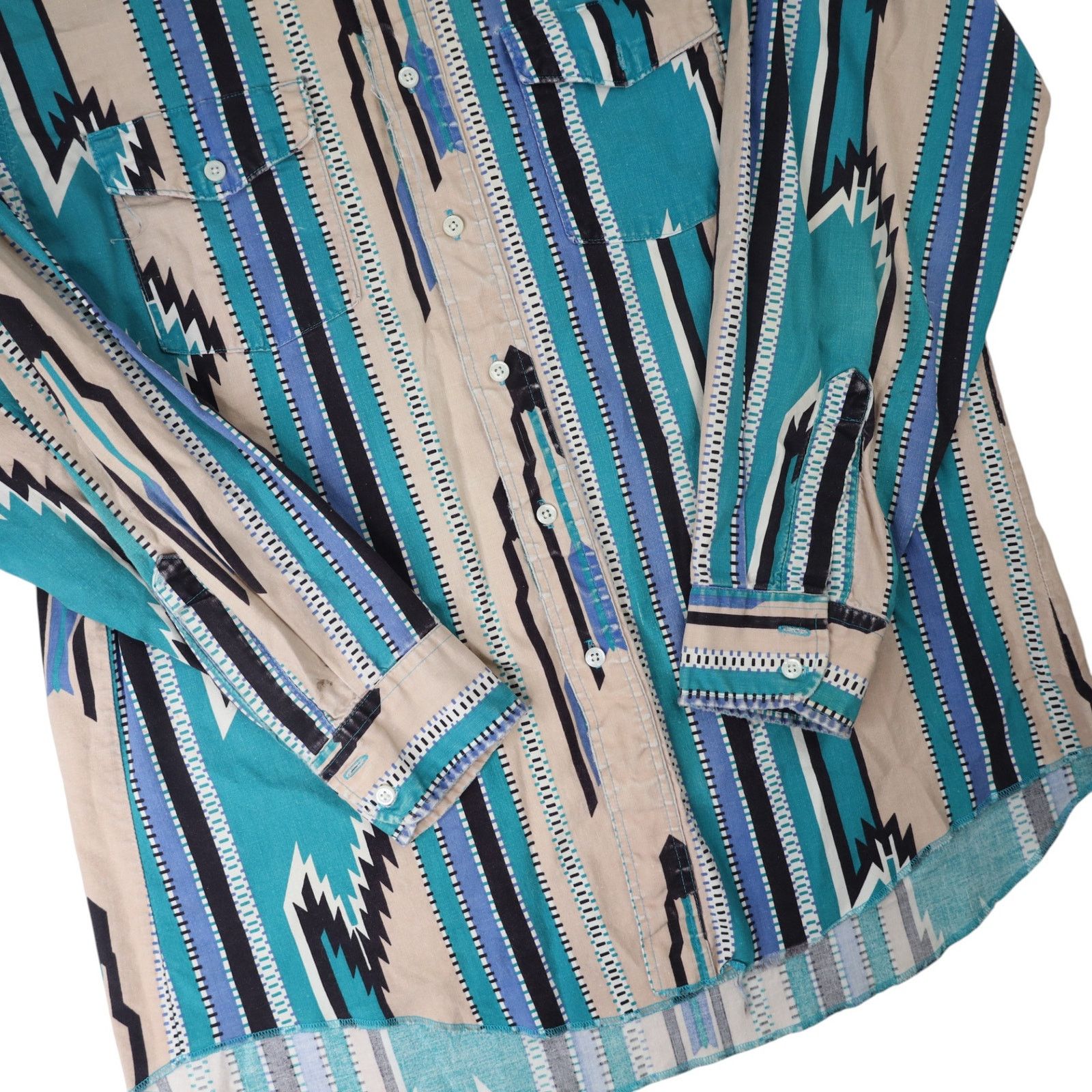 Wrangler VTG Wrangler Aztec Navajo Design Striped Western Shirt Size US L / EU 52-54 / 3 - 3 Thumbnail