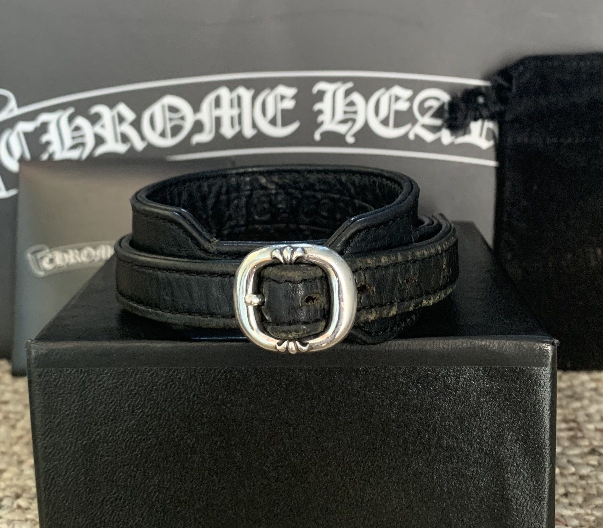 Chrome Hearts Chrome Hearts Adjustable Leather Silver Gunslinger Bracelet Size ONE SIZE - 1 Thumbnail