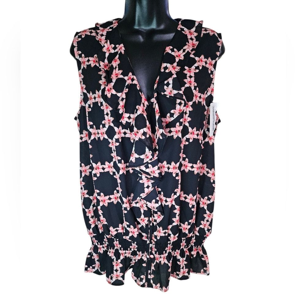 Karl Lagerfeld Karl Lagerfeld Sleeveless Button Up Drop Waist Blouse Large Size L / US 10 / IT 46 - 2 Thumbnail