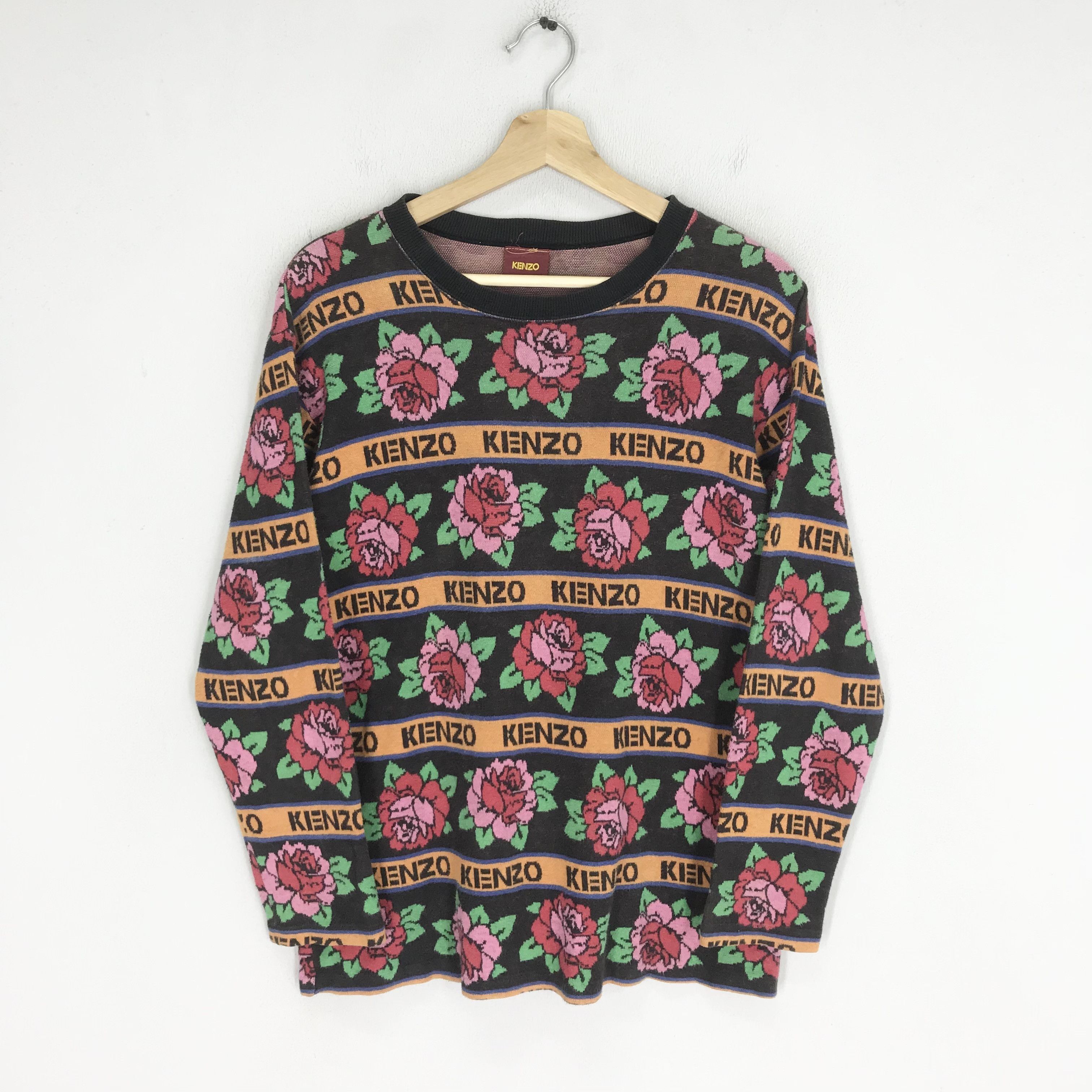 Japanese Brand Vintage Kenzo Jeans Floral Overprinted Sweatshirt Size M / US 6-8 / IT 42-44 - 1 Thumbnail