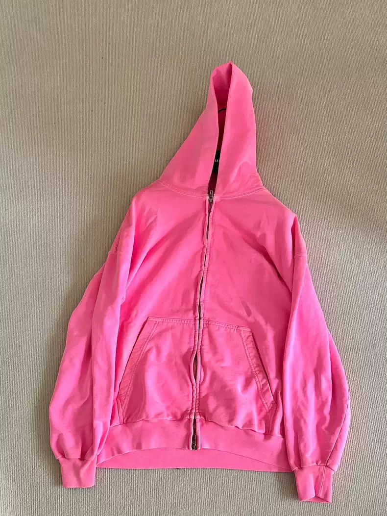 Pre-owned Balenciaga 23ss Distressed Pink Zippered Jacket Hoodie