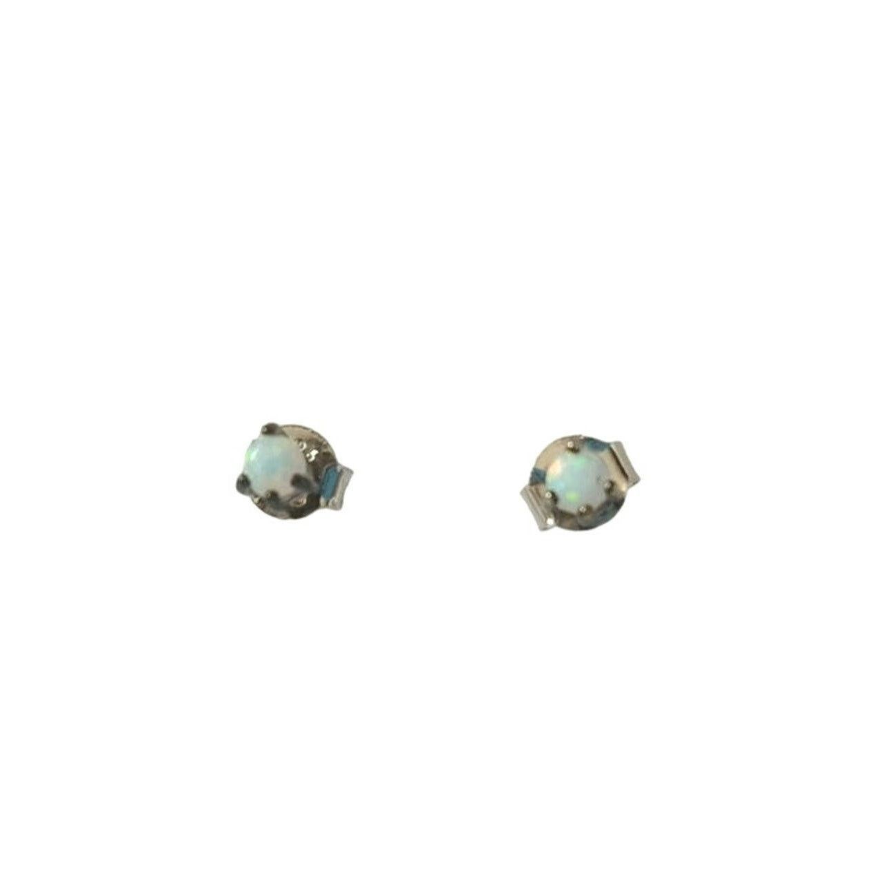 The Unbranded Brand Round Cut Opal Stud Earrings Sterling Silver 925 Size ONE SIZE - 2 Thumbnail