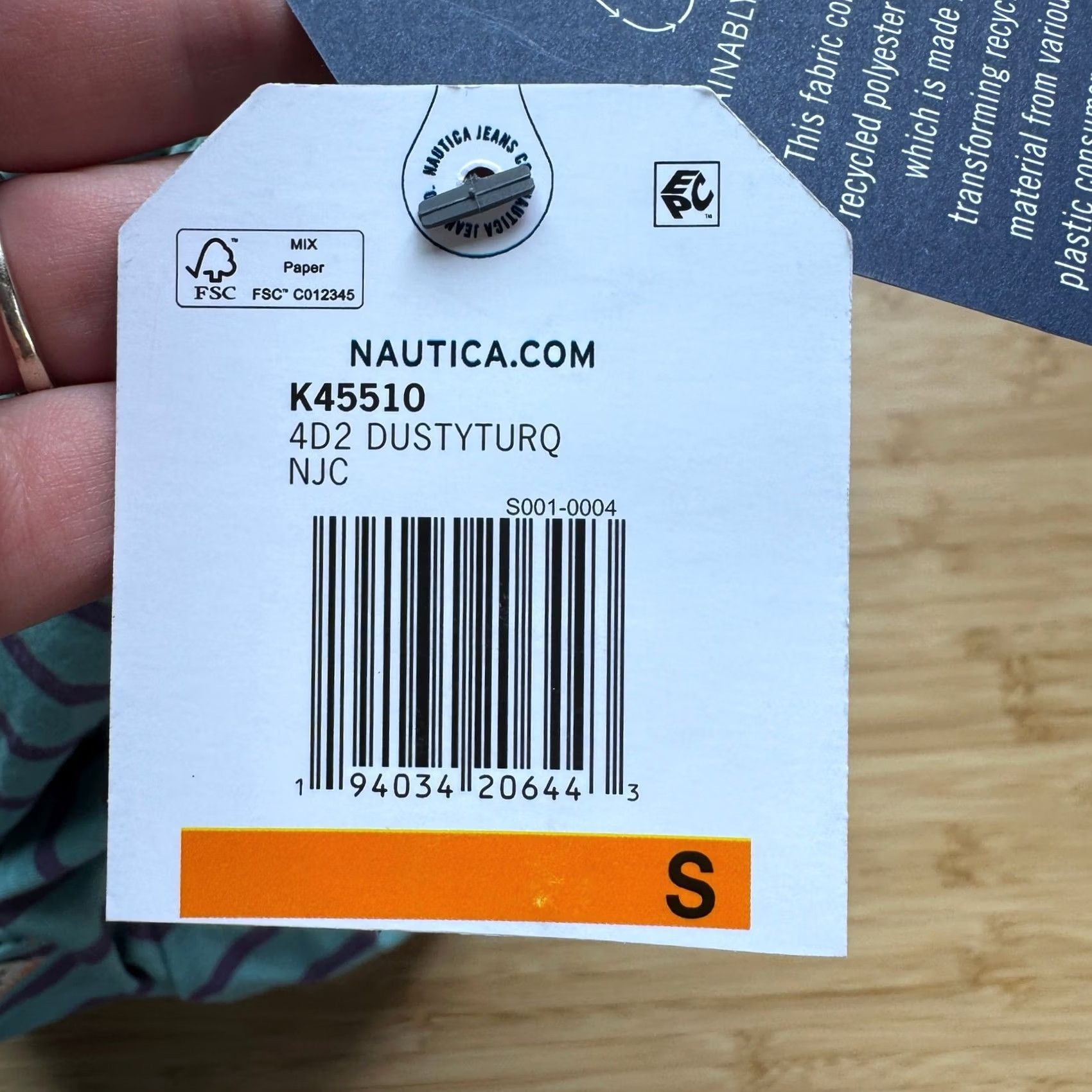 Nautica Nautica Jeans Co Mens S Striped Crewneck T-Shirt Dusty Turquoise Purple K45510 Size US S / EU 44-46 / 1 - 3 Thumbnail