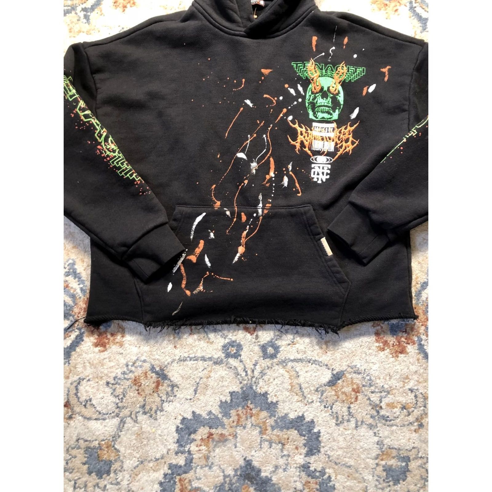 Vintage Tenacity Studios Hoodie Mens L Black Graphic Print Pullover Skull Hooded Sweatshirt Streetwear Size US L / EU 52-54 / 3 - 5 Thumbnail