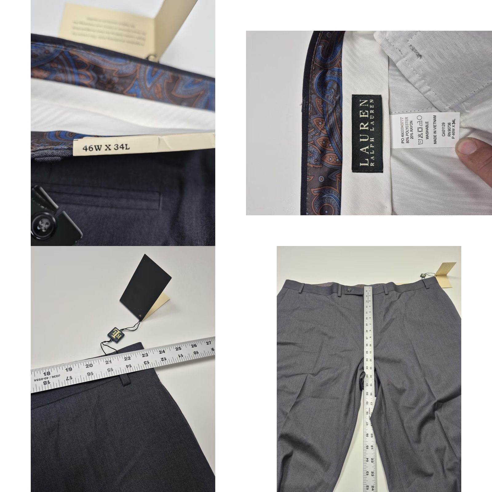 Ralph Lauren Lauren Ralph Lauren Dress Pants Mens 46x34 Gray Flat Front NWT Office Business Dress Pants Mens 46W x 34L Gray Size US 30 / EU 46 - 8 Thumbnail