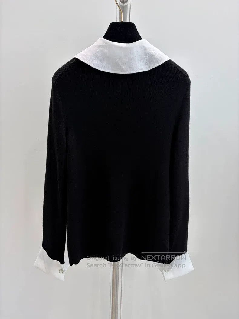 Chanel Chanel Black and white stitching doll collar woollen sweat Size S / US 4 / IT 40 - 2 Thumbnail