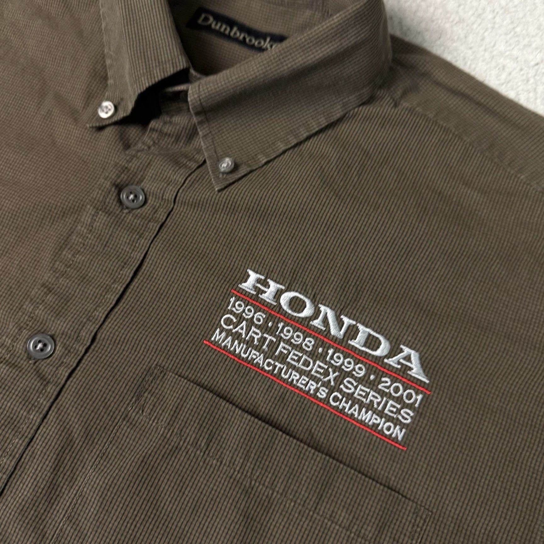 Honda VINTAGE Honda Shirt Mens L Brown Cart Racing Tech Mechanic Embroidered Rare Button-Up Long Sleeve Cotton Knit Collared Size US L / EU 52-54 / 3 - 3 Thumbnail