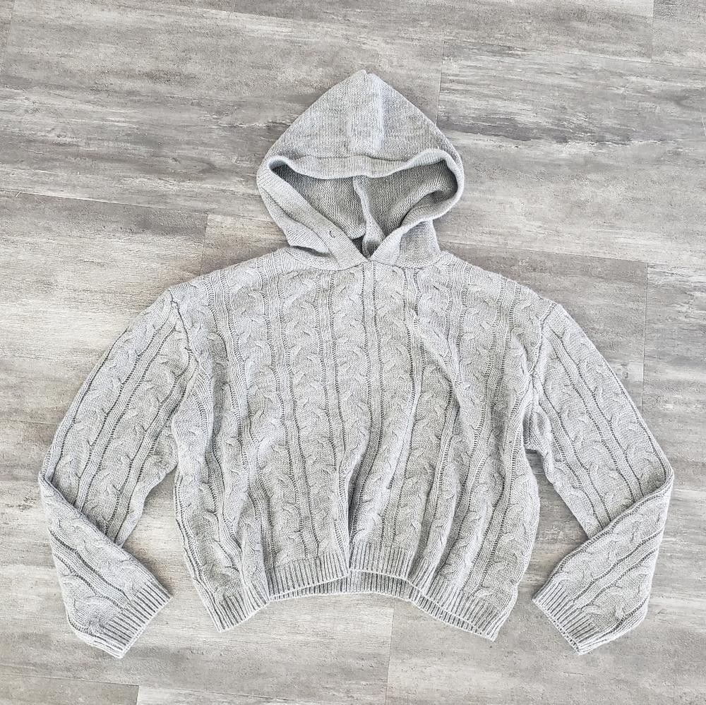 Fashion Nova Grey Hooded FN Sweater Knit Long Sleeve Size 28" / US 6 / IT 42 - 1 Thumbnail