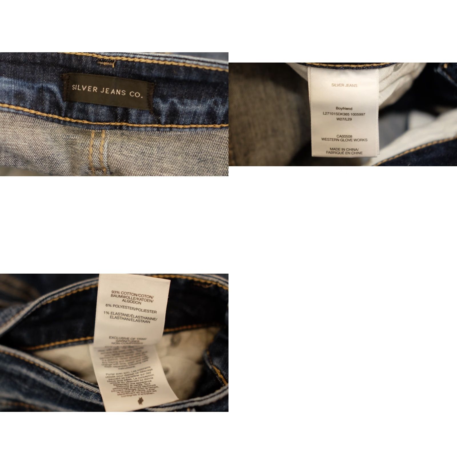 Silver Jeans Co. Silver Jeans Boyfriend Jeans Stretch Women's Size 27 Regular 27x29 Blue Denim 5-Pocket Rise Mid Inseam 31in - Cotton Polyester Spandex Size 27" / US 4 / IT 40 - 8 Thumbnail