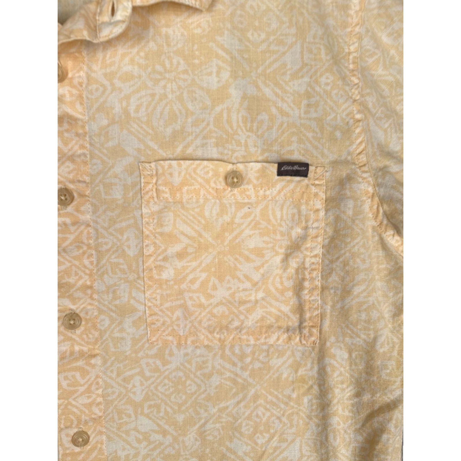 Eddie Bauer Eddie Bauer Shirt Men Small Yellow Floral Linen Blend Pocket Hawaiian Button Up Size US S / EU 44-46 / 1 - 6 Thumbnail