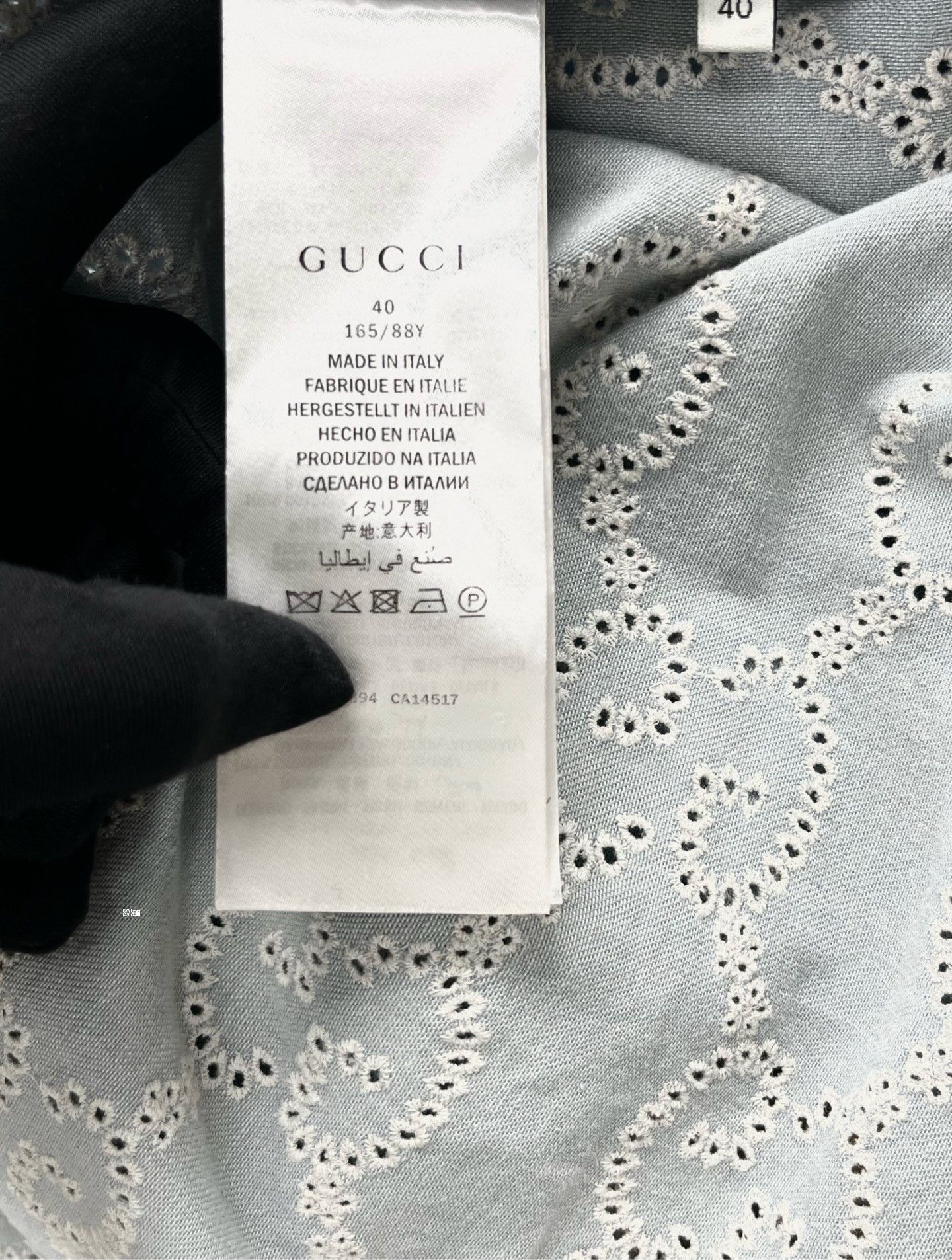 Gucci Gucci Light Blue Lace GG Jacquard Denim Dress Size US S / EU 44-46 / 1 - 4 Thumbnail