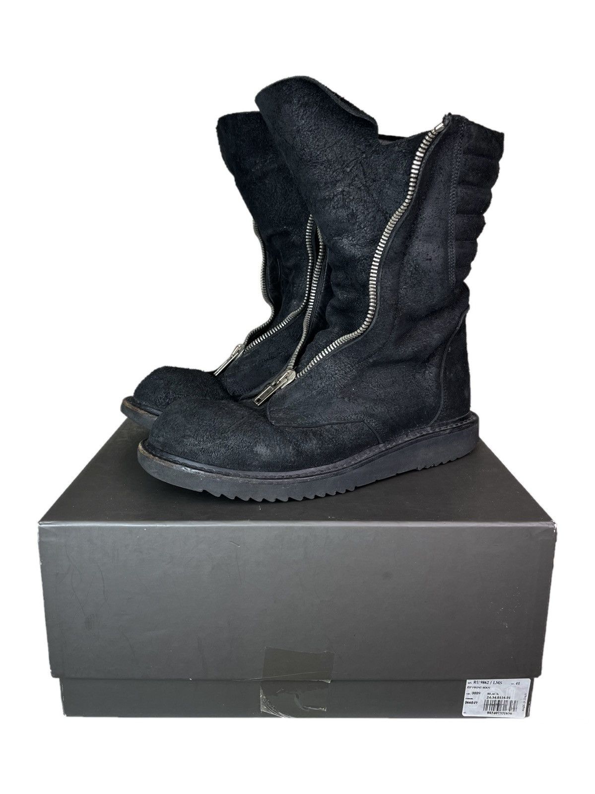 image of Fw12 Rick Owens Mountain Mohawk Zipper Combat Boots in Black, Men's (Size 8)